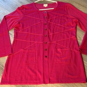 Boo Gemes Soft Wool Fine Knit Button Front Cardigan sweater Size XL